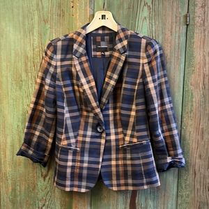 The Limited navy plaid blazer